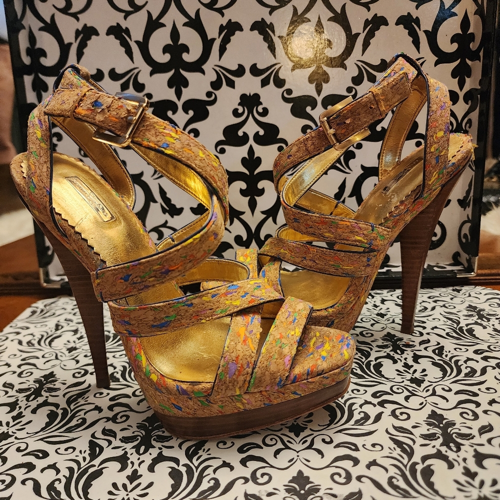 Report Signature Tan Cork Gladiator Sandals